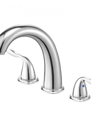 Roman Tub Faucet, 3 Hole Waterfall Bathtub Faucet, Gooseneck Bath Tubs Faucets Set with 2 Handles, Deck Mount Bath Tub Faucets Set for Pet Washing, Adult Bathing, Silver, High Arc Spout