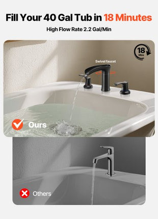 Roman Tub Faucet, 3 Hole Waterfall Bathtub Faucet, Zinc Alloy Bath Tubs Faucets Set with 2 Handles, Deck Mount Bath Tub Faucets Set for Pet Washing, Baby Care, Adult Bathing, Oil-Rubbed Bronze