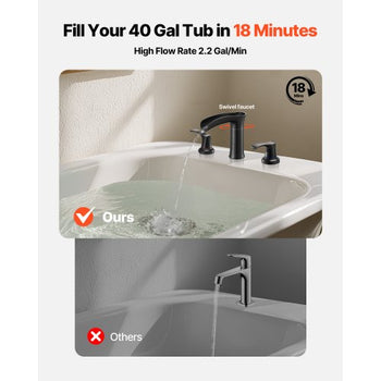Roman Tub Faucet, 3 Hole Waterfall Bathtub Faucet, Zinc Alloy Bath Tubs Faucets Set with 2 Handles, Deck Mount Bath Tub Faucets Set for Pet Washing, Baby Care, Adult Bathing, Oil-Rubbed Bronze