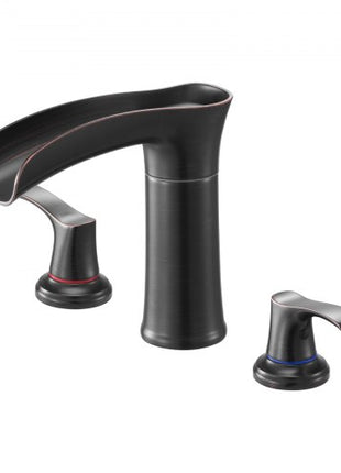 Roman Tub Faucet, 3 Hole Waterfall Bathtub Faucet, Zinc Alloy Bath Tubs Faucets Set with 2 Handles, Deck Mount Bath Tub Faucets Set for Pet Washing, Baby Care, Adult Bathing, Oil-Rubbed Bronze