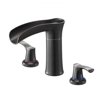 Roman Tub Faucet, 3 Hole Waterfall Bathtub Faucet, Zinc Alloy Bath Tubs Faucets Set with 2 Handles, Deck Mount Bath Tub Faucets Set for Pet Washing, Baby Care, Adult Bathing, Oil-Rubbed Bronze