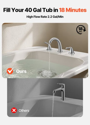 Roman Tub Faucet, 3 Hole Waterfall Bathtub Faucet, Gooseneck Bath Tubs Faucets Set with 2 Handles, Roman Tub Faucets Deck Mount for Adult Bathing, Brushed Stainless Steel, High Arc Spout