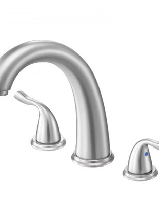 Roman Tub Faucet, 3 Hole Waterfall Bathtub Faucet, Gooseneck Bath Tubs Faucets Set with 2 Handles, Roman Tub Faucets Deck Mount for Adult Bathing, Brushed Stainless Steel, High Arc Spout
