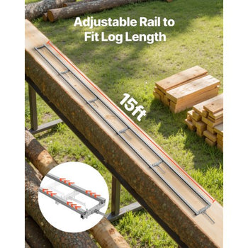 Rail Mill Guide System, 15 ft 6 Crossbar Chainsaw Mill Kits, Aluminum Saw Milling Rails System Works with Chainsaw, 4 Wedges, Adjustable Rail Milling Guide Kit for Builders Woodworkers