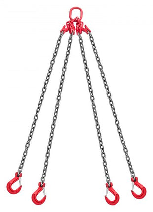 Chain Sling, 3/8 in x 10 ft Lifting Chains with 4 Leg Grab Hooks, Heavy Duty G80 Alloy Steel Lifting Sling, 22900LBS Capacity, Adjustable Engine Chain Hoist Lifts for Cargo Security Towing