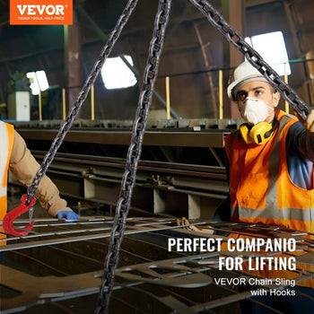 Chain Sling, 3/8 inch x 10 ft Lifting Chains with Hooks, G80 Engine Chain Hoist Lifts, 18400 lbs/8 Ton Lifting Sling Chains for Engine Hoist, Engine Lift Chain with 4 Leg Grab Hooks & Adjusters
