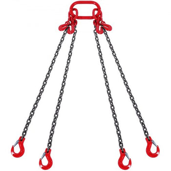 Chain Sling, 3/8 inch x 10 ft Lifting Chains with Hooks, G80 Engine Chain Hoist Lifts, 18400 lbs/8 Ton Lifting Sling Chains for Engine Hoist, Engine Lift Chain with 4 Leg Grab Hooks & Adjusters