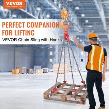 Chain Sling, 5/16 inch x 5 ft Lifting Chains with Hooks, G80 Engine Chain Hoist Lifts, 11000 lbs/5 Ton Lifting Sling Chains for Engine Hoist, Engine Lift Chain with 4 Leg Grab Hooks & Adjusters