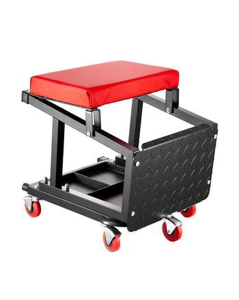 Mechanic Stool, 300 lbs Capacity Garage Seat/Work Stool with Wheels, 360° Swivel Rolling Workshop Stool with Tool Tray, Mechanics Creeper Seat/Step Stool, for Garage, Shop & Auto Repair, Black