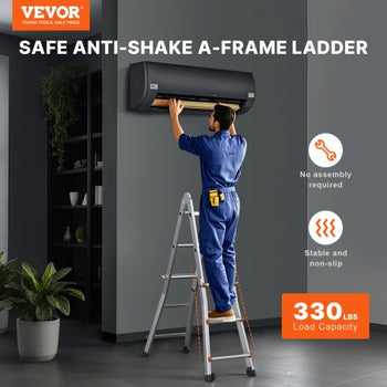 Telescoping Ladder A Frame, 9.5 FT Compact Aluminum Extension Ladder, Multi-Function Portable Collapsible RV Ladder, Telescopic Ladder for Homework Stairs Indoor Outdoor Roof, 330lb Load