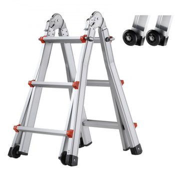 Telescoping Ladder A Frame, 9.5 FT Compact Aluminum Extension Ladder, Multi-Function Portable Collapsible RV Ladder, Telescopic Ladder for Homework Stairs Indoor Outdoor Roof, 330lb Load