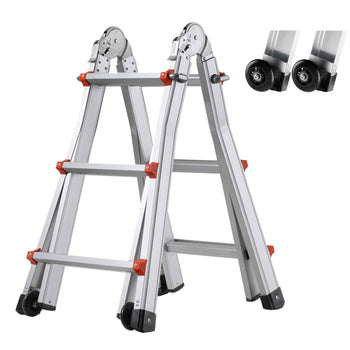 Telescoping Ladder A Frame, 9.5 FT Compact Aluminum Extension Ladder, Multi-Function Portable Collapsible RV Ladder, Telescopic Ladder for Homework Stairs Indoor Outdoor Roof, 330lb Load
