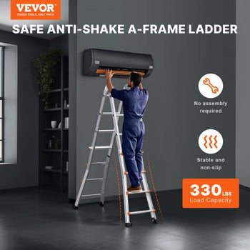 Telescoping Ladder A Frame, 13 FT Compact Aluminum Extension Ladder, Multi-Function Portable Collapsible RV Ladder, Telescopic Ladder for Homework Stairs Indoor Outdoor Roof, 330lb Load