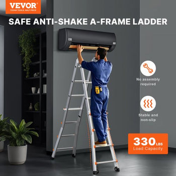 Telescoping Ladder A Frame, 20 FT Compact Aluminum Extension Ladder, Multi-Function Portable Collapsible RV Ladder, Telescopic Ladder for Homework Stairs Indoor Outdoor Roof, 330lb Load