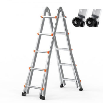 Telescoping Ladder A Frame, 20 FT Compact Aluminum Extension Ladder, Multi-Function Portable Collapsible RV Ladder, Telescopic Ladder for Homework Stairs Indoor Outdoor Roof, 330lb Load