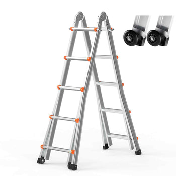 Telescoping Ladder A Frame, 20 FT Compact Aluminum Extension Ladder, Multi-Function Portable Collapsible RV Ladder, Telescopic Ladder for Homework Stairs Indoor Outdoor Roof, 330lb Load