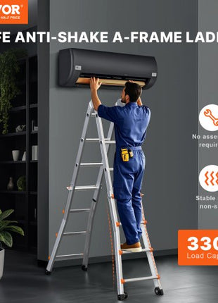 Telescoping Ladder A Frame, 20.5 FT Compact Aluminum Extension Ladder, Multi-Function Portable Collapsible RV Ladder, Telescopic Ladder for Homework Stairs Indoor Outdoor Roof, 330lb Load