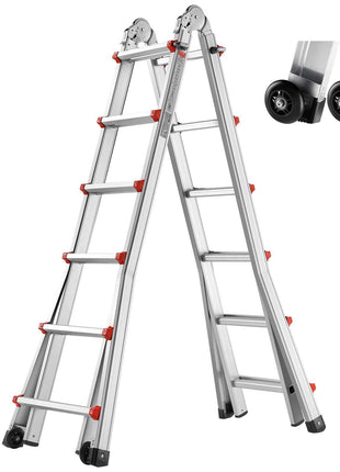 Telescoping Ladder A Frame, 20.5 FT Compact Aluminum Extension Ladder, Multi-Function Portable Collapsible RV Ladder, Telescopic Ladder for Homework Stairs Indoor Outdoor Roof, 330lb Load