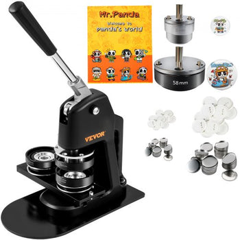 Button Maker Machine, Multiple Sizes 1.25+2.25 Inch Badge Punch Press Kit, Children DIY Gifts Pin Maker, Button Making Supplies with 500pcs Button Parts & Circle Cutter & Magic Book
