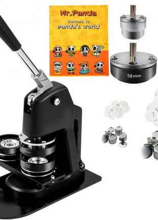 Button Maker Machine, Multiple Sizes 1+2.25 Inch Badge Punch Press Kit, Children DIY Gifts Pin Maker, Button Making Supplies with 500pcs Button Parts & Circle Cutter & Magic Book