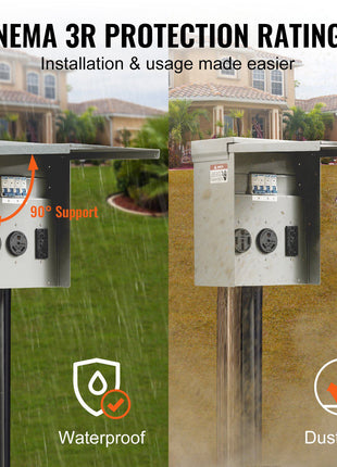 NEMA 3R waterproof electrical box with 90° support, dustproof design, ideal for outdoor installations.