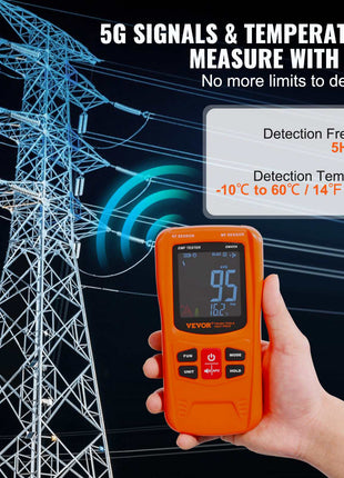 3-in-1 EMF Meter, 5Hz-6GHz, Handheld Rechargeable Electromagnetic Field Radiation Detector, Digital LCD EMF Tester for EF MF RF Home Inspections Outdoor Ghost Hunting 5G Cell Tower Temperature