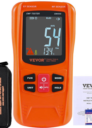 3-in-1 EMF Meter, 5Hz-6GHz, Handheld Rechargeable Electromagnetic Field Radiation Detector, Digital LCD EMF Tester for EF MF RF Home Inspections Outdoor Ghost Hunting 5G Cell Tower Temperature