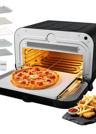 Pizza Oven, 8 Presets Electric Pizza Ovens Air Fry Combo, 12-Inch Indoor Pizza Maker Smart Knob Control , 750°F Max Temp, IPX4 Waterproof Countertop Pizza Cooker w/Pizza Stone,Fry Basket