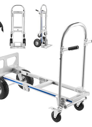 2 in 1 Hand Truck, 1000 lbs Load Capacity for 4-Wheel Mode, Convertible Hand Truck Dolly with Non-Slip Handle & Wheels, Portable Dolly for Moving Home, Office, Warehouse, Supermarket