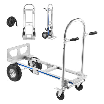 2 in 1 Hand Truck, 1000 lbs Load Capacity for 4-Wheel Mode, Convertible Hand Truck Dolly with Non-Slip Handle & Wheels, Portable Dolly for Moving Home, Office, Warehouse, Supermarket