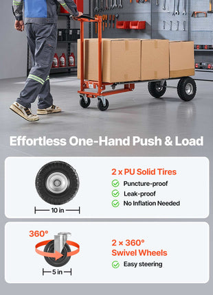 4 in 1 Hand Truck, 1000 lbs Load Capacity for 4-Wheel Mode, Convertible Hand Truck Dolly with Non-Slip Handle & Wheels, Aluminum Alloy Portable Dolly for Moving Home, Office, Warehouse