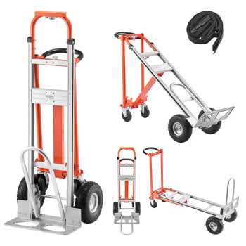 4 in 1 Hand Truck, 1000 lbs Load Capacity for 4-Wheel Mode, Convertible Hand Truck Dolly with Non-Slip Handle & Wheels, Aluminum Alloy Portable Dolly for Moving Home, Office, Warehouse