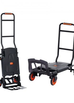 Aluminum Hand Truck, 2 in 1, 300 lbs Load Capacity, Heavy Duty Industrial Convertible Folding Hand Truck and Dolly, Utility Cart Converts from Hand Truck to Platform Cart with Rubber Wheels