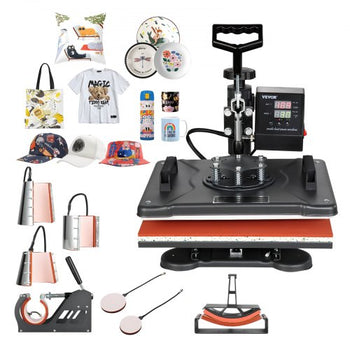 Heat Press Machine, 8 in 1 Combo Digital Multifunctional Sublimation Heat Transfer Machine 12x15 inch,  360 Degree Rotation Swing Away for Printing T Shirts Mug Cap Hat Plate