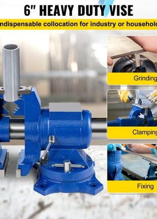 5" Heavy Duty Bench Vise, Double Swivel Rotating Vise Head/Body Rotates 360°,Pipe Vise Bench Vices 30Kn Clamping Force,for Clamping Fixing Equipment Home or Industrial Use
