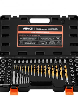 Screw Extractor Set with Drill Bits, 65 Pieces, Easy Out Nut Bolt Extractors and Drill Bits, with Adapters, Solid Storage Case, Cr-Mo Steel for Removing Rounded, Broken, or Stripped Fasteners