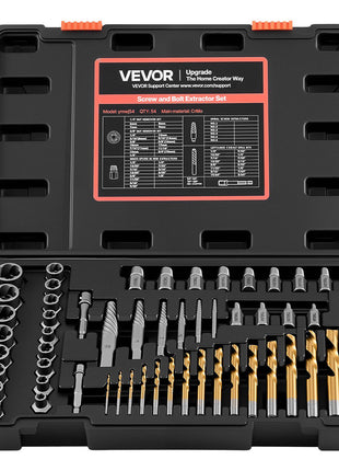 Screw Extractor Set with Drill Bits, 54 Pieces, Easy Out Nut Bolt Extractors and Drill Bits, with Adapters, Solid Storage Case, Cr-Mo Steel for Removing Rounded, Broken, or Stripped Fasteners