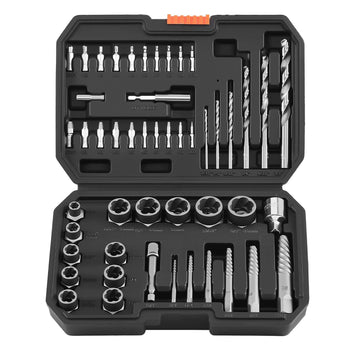 Screw Extractor Set with Drill Bits, 49 Pieces, Easy Out Nut Bolt Extractors and Drill Bits, with Adapters, Solid Storage Case, Cr-Mo Steel for Removing Rounded, Broken, or Stripped Fasteners