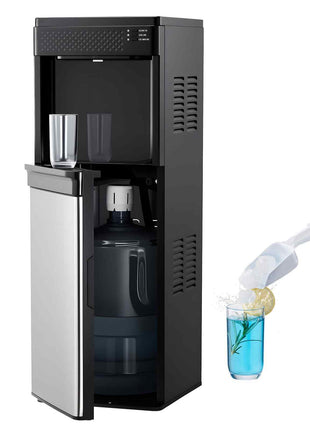 Water Dispenser with Ice Maker, 3-in-1 Floor-Standing Water Dispenser, 33 LBS/24H, 9 Cubes/7 Min Fast Ice Making with 1.3 LBS Storage, Bullet Ice-Cubes & Cold-Water, for Home, Kitchen, Party