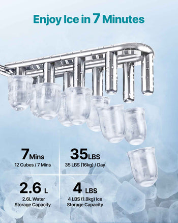 Water Dispenser with Ice Maker, 3-in-1 Countertop Water Dispenser, 35 LBS/24H, 12 Cubes/7 Min Fast Ice Making with 4 LBS Storage, Bullet/Crushed Ices & Cold-Water, for Home, Kitchen, Party