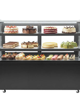 Refrigerated Display Case, 17.6 Cu.Ft./550L Large Pastry Display Case, 2-Tier Commercial Cake Refrigerator with LED Lighting, TURBO Cooling, Frost-Free Air-Cooling, for Bakery, Dessert Shop