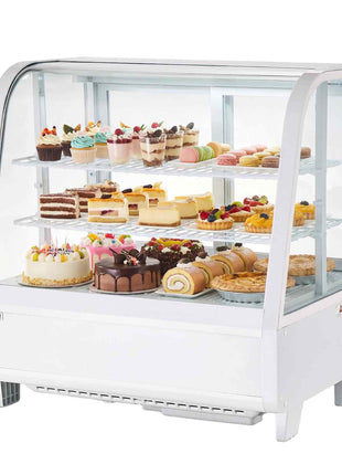 Refrigerated Display Case, 3.5 Cu.Ft./100L Countertop Pastry Display Case, 2-Tier Commercial Cake Refrigerator with LED Lighting, TURBO Cooling, Frost-Free Air-Cooling, for Bakery, Dessert Shop