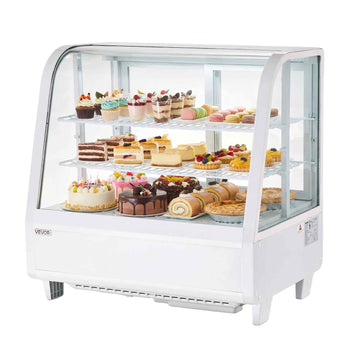 Refrigerated Display Case, 3.5 Cu.Ft./100L Countertop Pastry Display Case, 2-Tier Commercial Cake Refrigerator with LED Lighting, TURBO Cooling, Frost-Free Air-Cooling, for Bakery, Dessert Shop