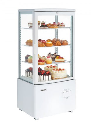 Refrigerated Display Case, 3 Cu.Ft./85L Countertop Pastry Display Case, 3-Tier Commercial Cake Refrigerator with LED Lighting, TURBO Cooling, Frost-Free Air-Cooling, for Bakery, Dessert Shop