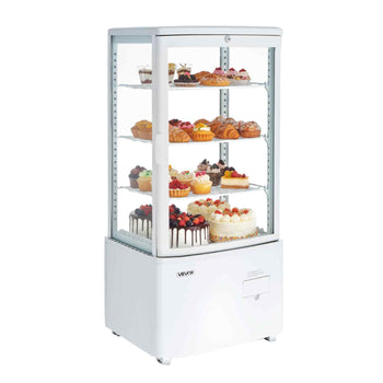 Refrigerated Display Case, 3 Cu.Ft./85L Countertop Pastry Display Case, 3-Tier Commercial Cake Refrigerator with LED Lighting, TURBO Cooling, Frost-Free Air-Cooling, for Bakery, Dessert Shop