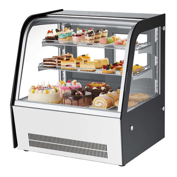 Refrigerated Display Case, 4.2 Cu.Ft./105L Countertop Pastry Display Case, 2-Tier Commercial Cake Refrigerator with LED Lighting, TURBO Cooling, Frost-Free Air-Cooling, for Bakery, Dessert Shop