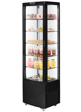 Refrigerated Display Case, 9.8 Cu.Ft./278L Large Pastry Display Case, 5-Tier Commercial Display Refrigerator with LED Lighting, TURBO Cooling, Frost-Free Air-Cooling, for Bakery