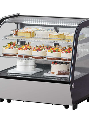 Refrigerated Display Case, 4.2 Cu.Ft./115L Countertop Pastry Display Case, 2-Tier Commercial Display Refrigerator with LED Lighting, TURBO Cooling, Frost-Free Air-Cooling, for Bakery