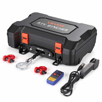 Portable Winch, 3500 lbs 12V DC Electric Winch with Synthetic Rope, Wireless & Wired Remotes, Box-Style Recovery Kit with Fairlead, Clevis Hook, Strap for ATV UTV Off-Road Outdoor Pulling Tasks