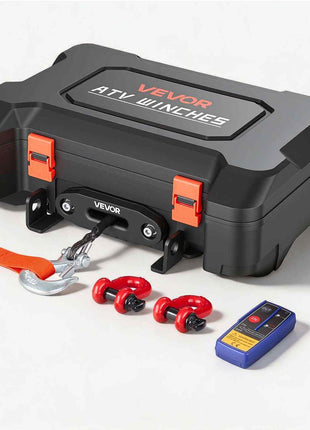 Portable Winch, 4500 lbs 12V DC Electric Winch with Synthetic Rope, Wireless & Wired Remotes, Box-Style Recovery Kit with Fairlead, Clevis Hook, Strap for ATV UTV Off-Road Outdoor Pulling Tasks